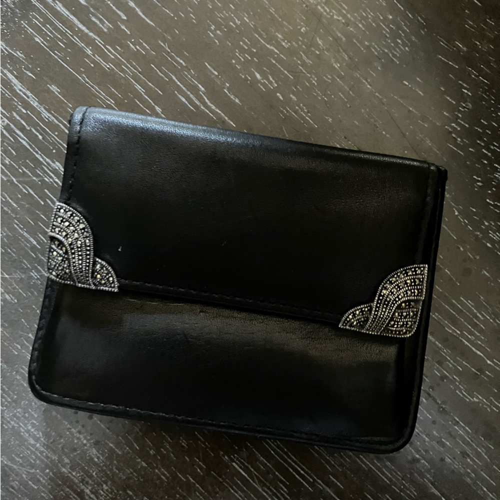 Judith Jack Black Embossed Leather Card Holder
